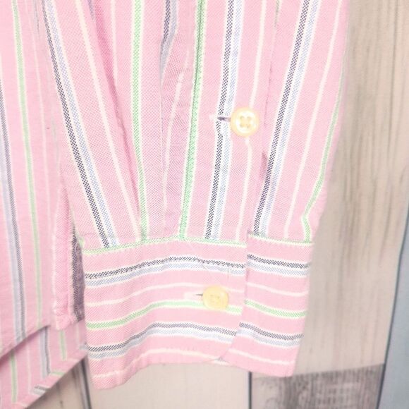 Ralph Lauren Pink Striped Long Sleeve Button Down Shirt Size L 14/16 - Picture 6 of 7